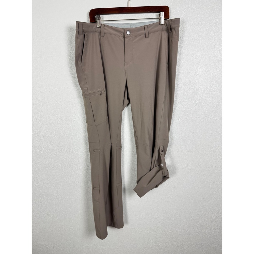 REI Pants Womens 16 Brown Sahara Roll-Up Cargo Hiking Outdoor Stretch